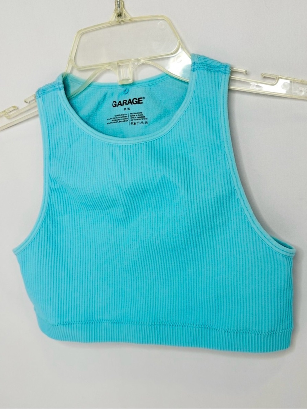 Garage lBlue Ribbed Crop Top Small Womens